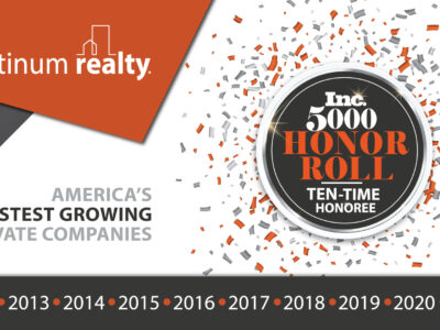 PLATINUM REALTY BECOMES 10-TIME HONOREE ON THE LIST OF AMERICA’S FASTEST-GROWING PRIVATE COMPANIES